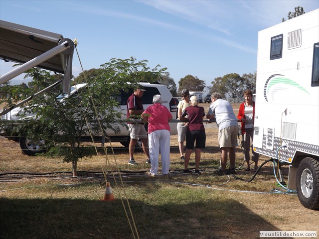 Good-byes at the hitching rail at Bungendore